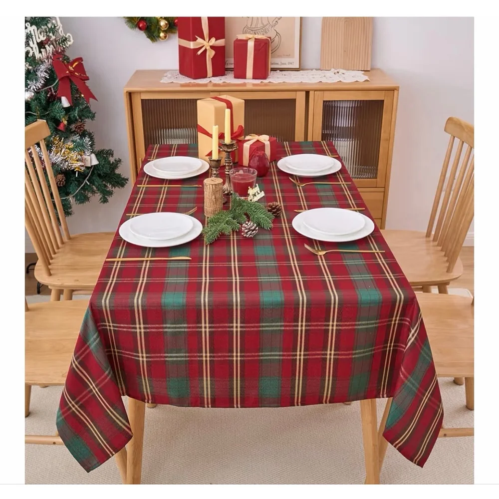 NEW Christmas Tablecloth 52x70” Rectangle waterproof Red Green